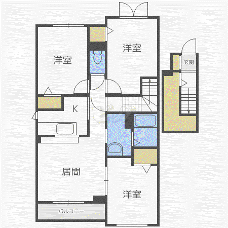 アルドールII(3LDK/2階)の間取り写真