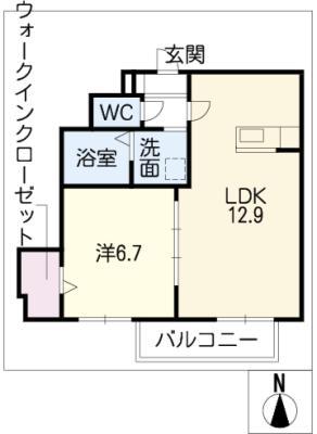 エクセレンス勝川(1LDK/1階)の間取り写真