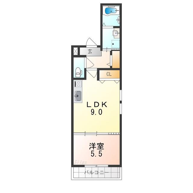 フジパレス寺田町II番館(1LDK/3階)の間取り写真
