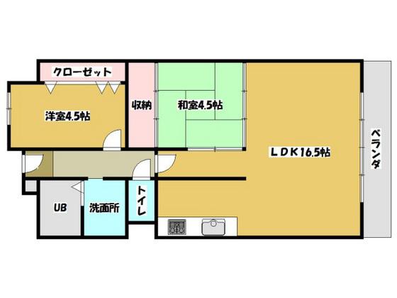 イトーピア舟入(2LDK/3階)の間取り写真