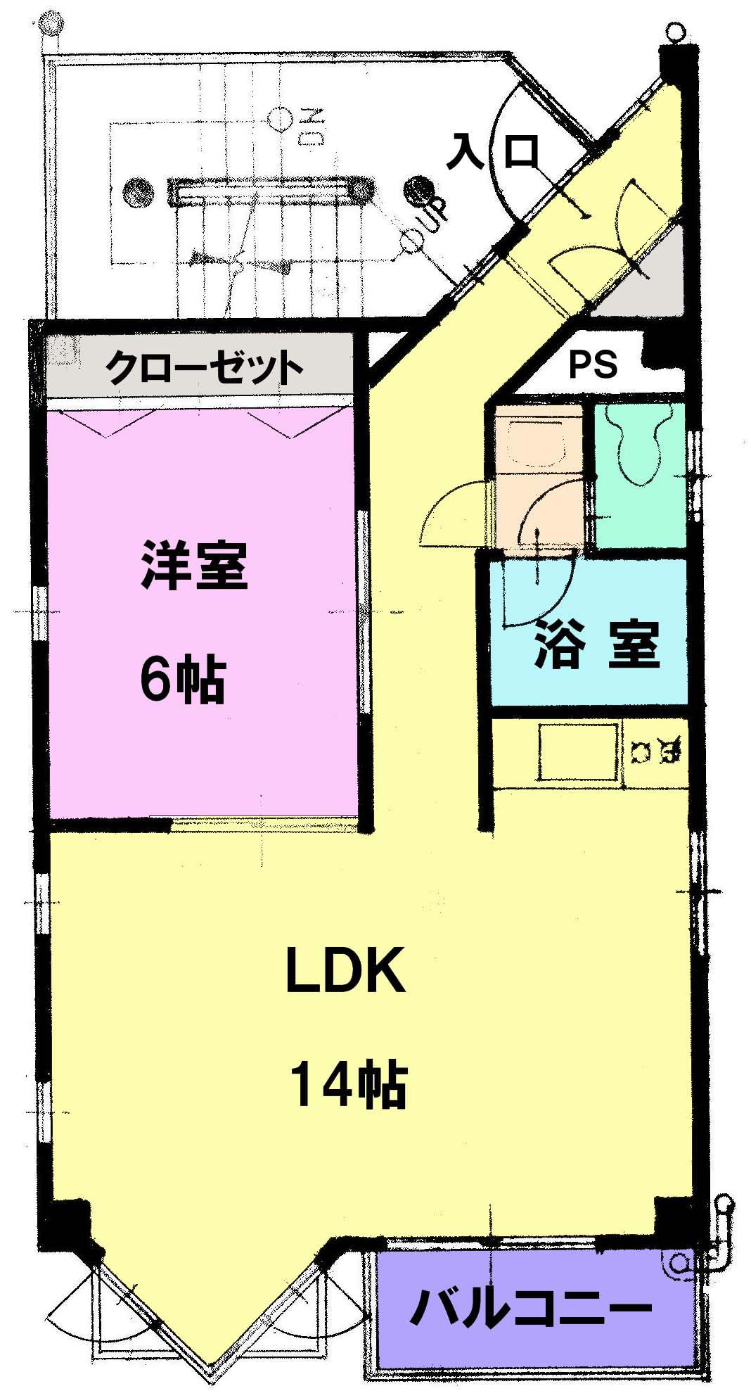 ディ・ピュイ亀屋ビル(1LDK/4階)の間取り写真