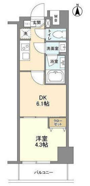 リテラス三ノ輪(1DK/4階)の間取り写真