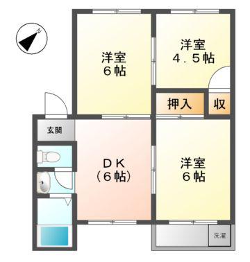 コーポラスセゾン(3DK/2階)の間取り写真