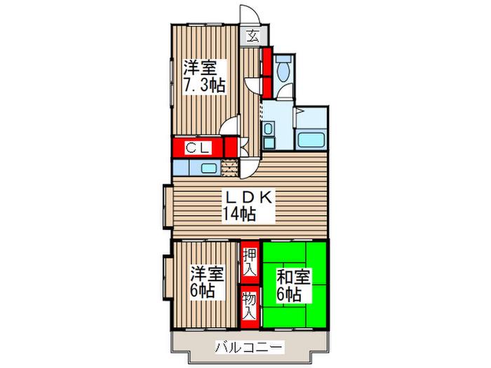 ファミーユ・パーチェ(3LDK/3階)の間取り写真