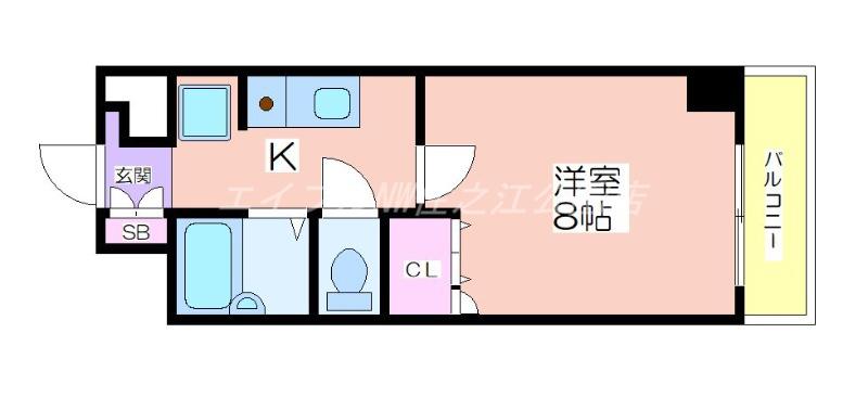 フルーレ住之江(1K/5階)の間取り写真