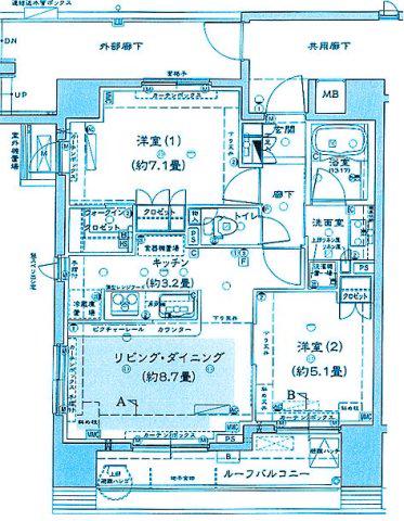 BRILLIA綱島IDステーションフロント(2LDK/6階)の間取り写真