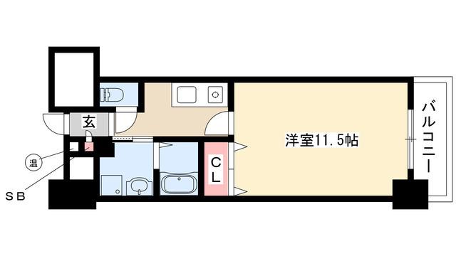 TQレジデンス名古屋錦(1K/12階)の間取り写真