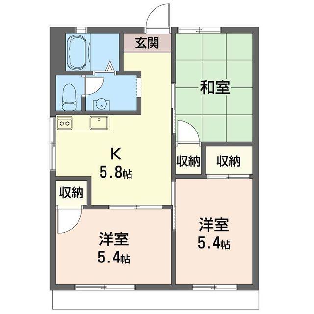 ドエル山際(3K/1階)の間取り写真