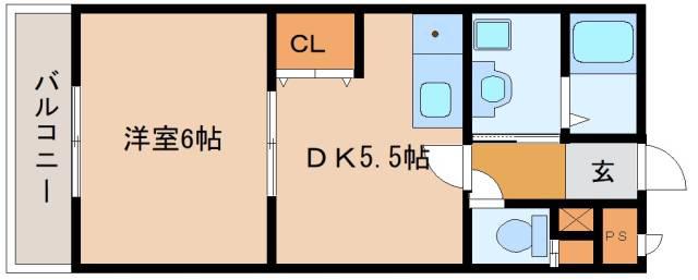 グランベール弐番館(1DK/3階)の間取り写真