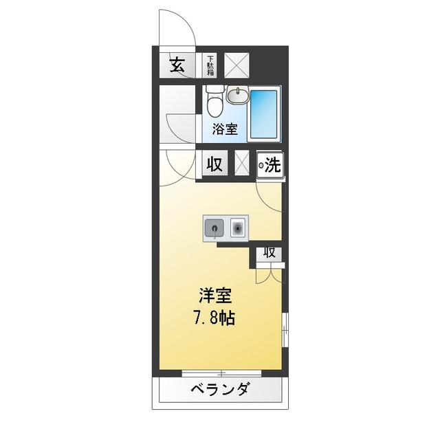 アンダルシア市川(ワンルーム/4階)の間取り写真