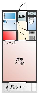 ハイツキシダ(1K/2階)の間取り写真