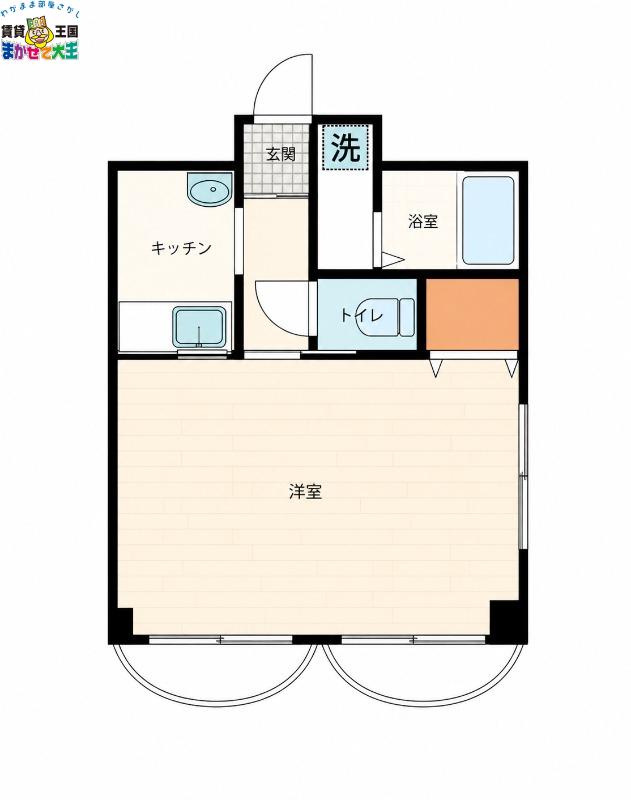 Rコート長崎(ワンルーム/2階)の間取り写真