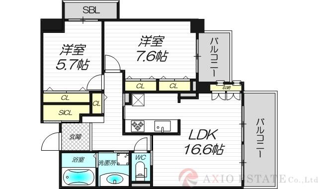 ユニティー北川口(2LDK/4階)の間取り写真