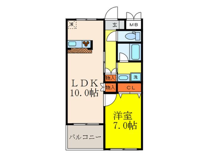 アカツキハイツ(1LDK/7階)の間取り写真
