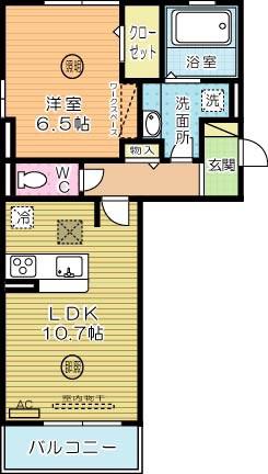 D-ROOM柳町(1LDK/3階)の間取り写真