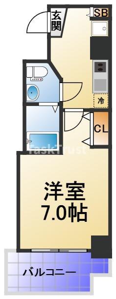セレニテ天六(1K/9階)の間取り写真