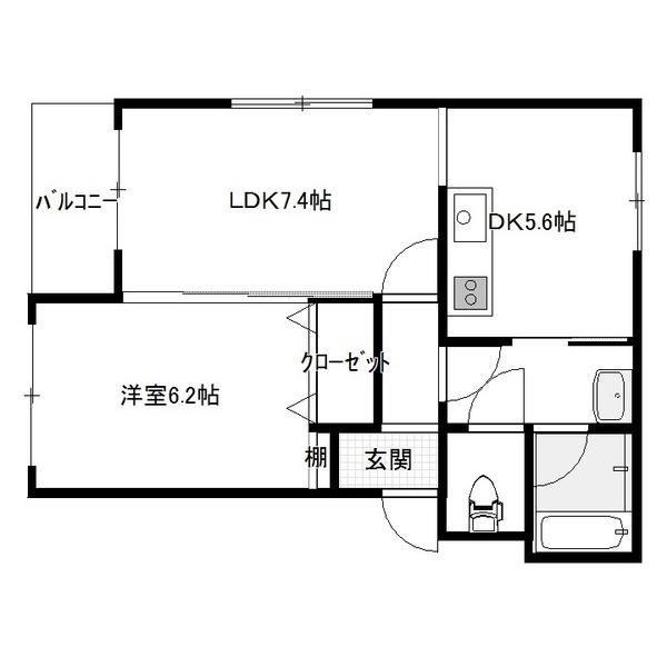 ネクストライフ柳田(1LDK/1階)の間取り写真