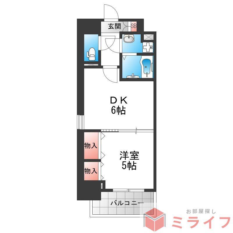 リアライズ鶴橋東II(1DK/1階)の間取り写真
