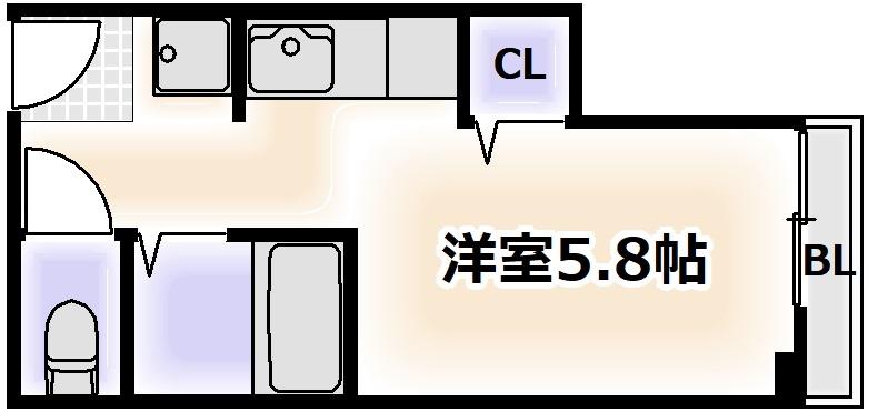 ハイツ織田(ワンルーム/2階)の間取り写真