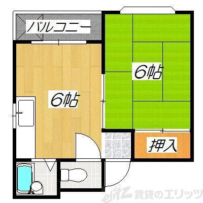 ハイマート豊新(1DK/2階)の間取り写真