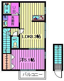 サクラコート(1LDK/2階)の間取り写真