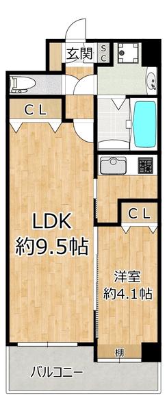 ES-GRANDE大阪 CITY AVENUE(1LDK/7階)の間取り写真