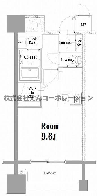 エンクレスト呉服町(1K/12階)の間取り写真