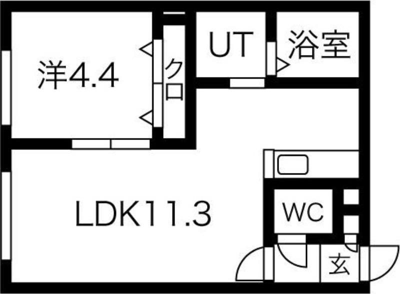 レジデンス南郷通16丁目北 B(1LDK/3階)の間取り写真