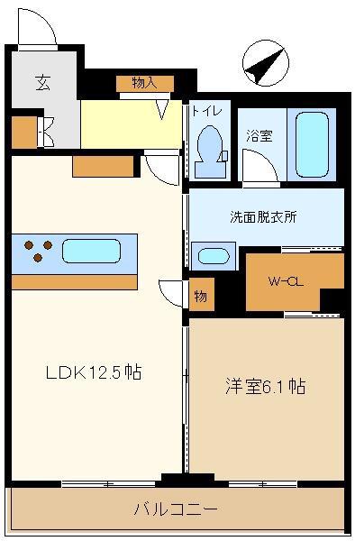 ドエルアーバン2(1LDK/1階)の間取り写真