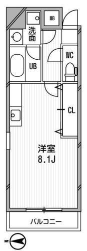 アーデン江坂II(ワンルーム/2階)の間取り写真