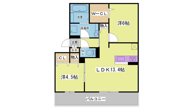 ラ・ヴェール鈴蘭(2LDK/1階)の間取り写真