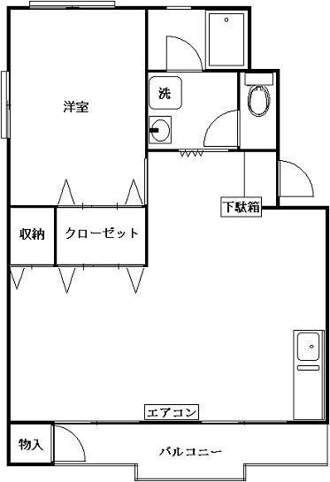 京王淵野辺マンション(1LDK/3階)の間取り写真