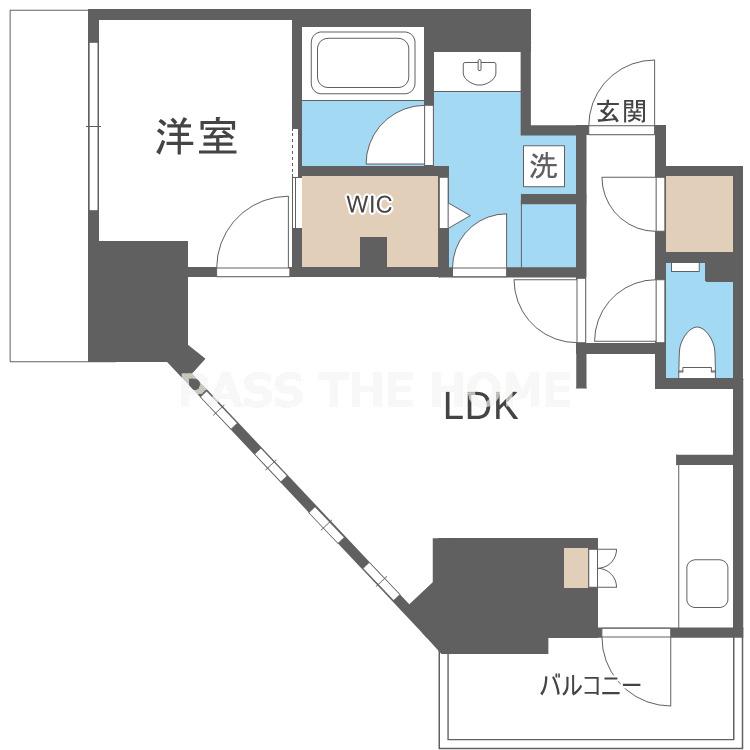 ザ・パークハビオ谷町六丁目クロス(1LDK/2階)の間取り写真