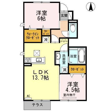 ソレーユコート(2LDK/1階)の間取り写真