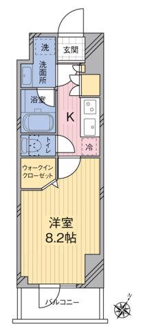 MODIER HATAGAYA(1K/7階)の間取り写真