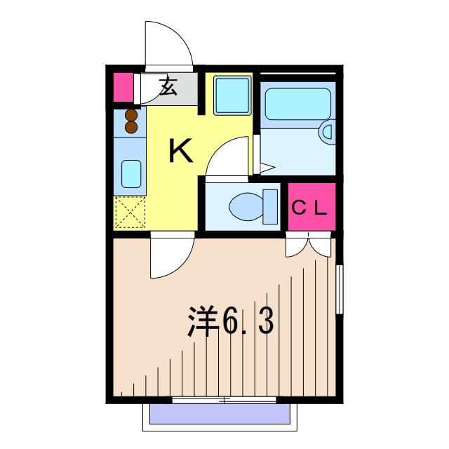 GARDEN AVENUE KITA-AYASE(1K/1階)の間取り写真