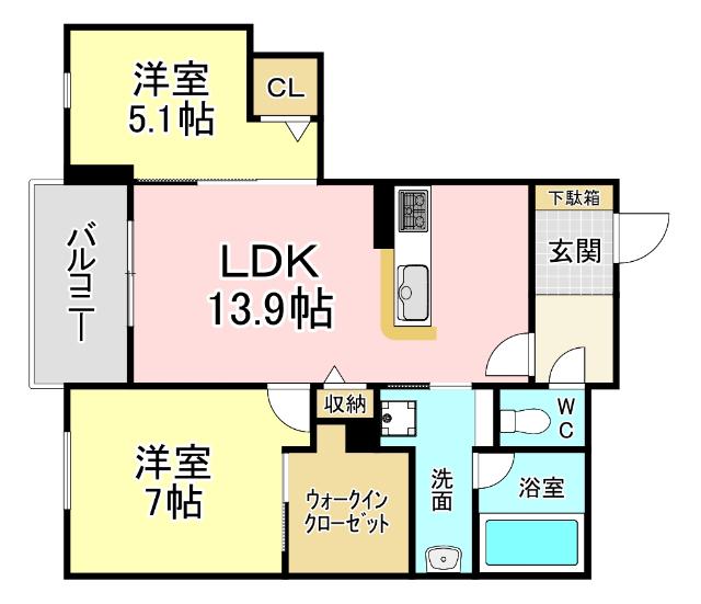 VIVACE日明(2LDK/1階)の間取り写真