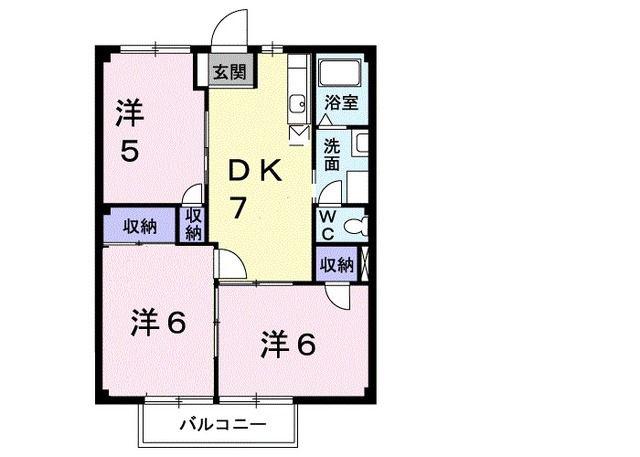 ルミエール1号館(3DK/2階)の間取り写真