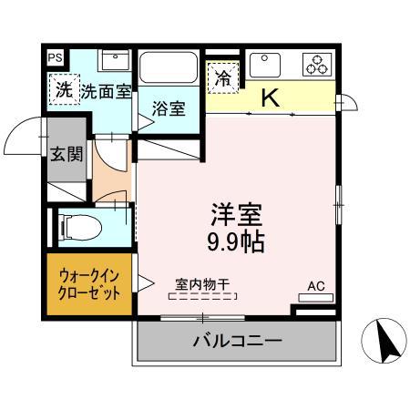 グランルミエールI棟(1K/3階)の間取り写真
