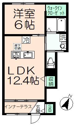 アンソレイユ(1LDK/1階)の間取り写真
