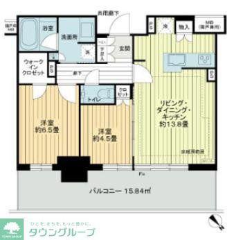 プラウドタワー平井(2LDK/27階)の間取り写真