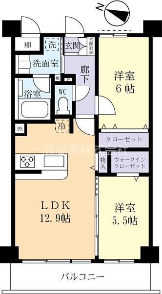 守谷市本町マンション(2LDK/3階)の間取り写真