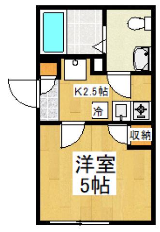 ルシエル一橋学園(1K/2階)の間取り写真