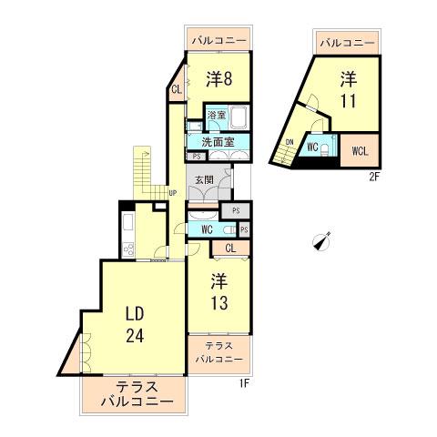 グランテラス芦屋(3LDK/1階)の間取り写真