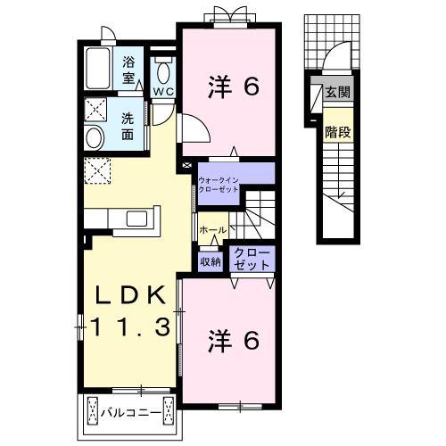 ベル クレール(2LDK/2階)の間取り写真
