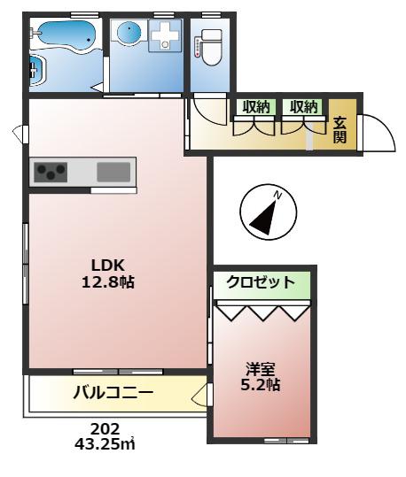 JR中央線 阿佐ケ谷駅 徒歩6分 2階建 築4年(1LDK/2階)の間取り写真