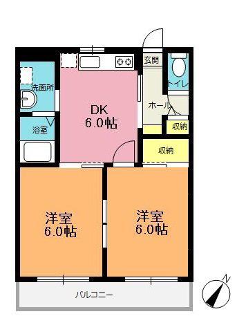 ハイツ清水K(2DK/1階)の間取り写真