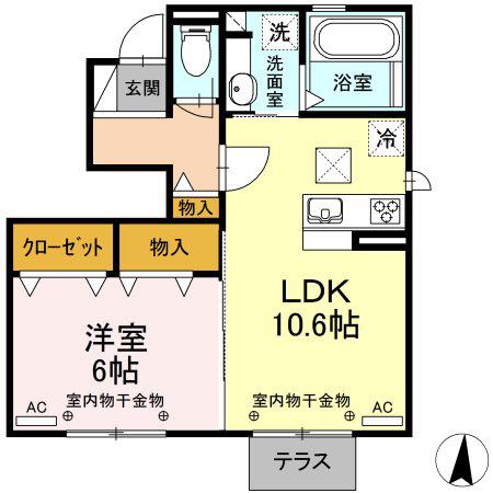 MORE A(1LDK/2階)の間取り写真