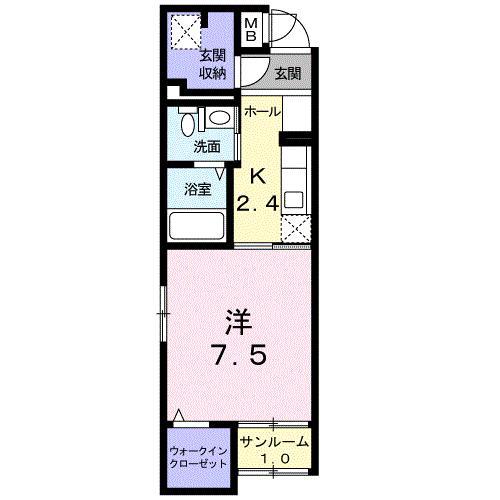 サンリット II(1K/1階)の間取り写真