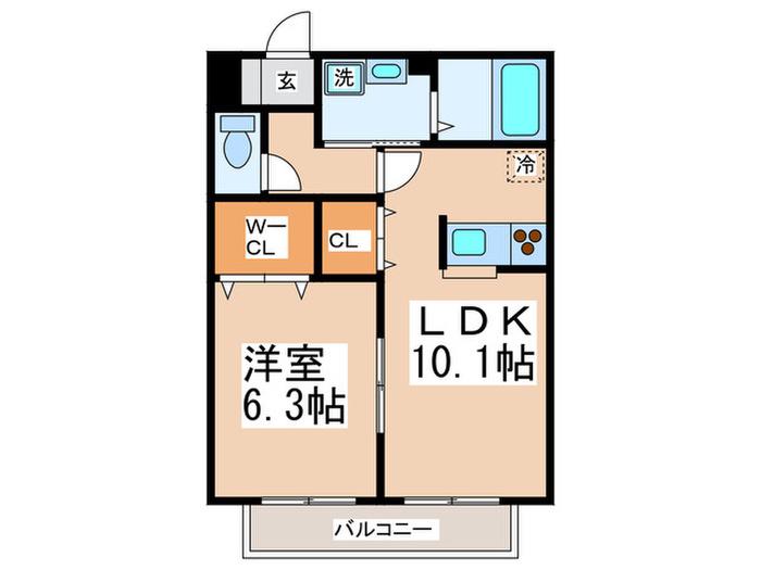 グリーンアベニューA(1LDK/1階)の間取り写真